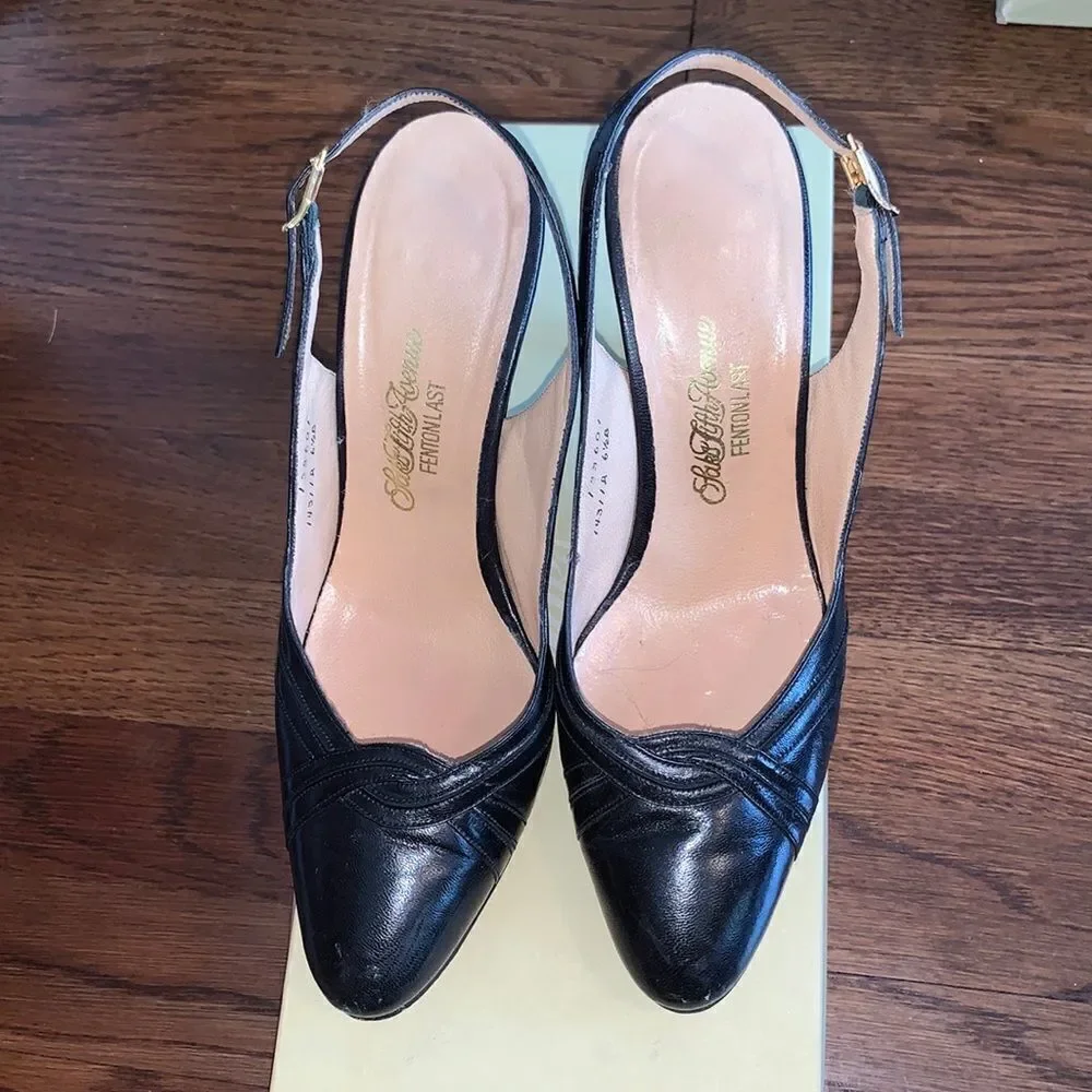 Vtg 70s‎ Saks Fifth Avenue black leather heels